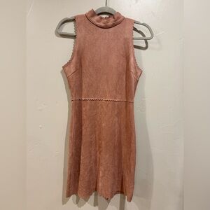 Soprano Sleeveless Dusty Rose Faux Suede Mini Dress Medium